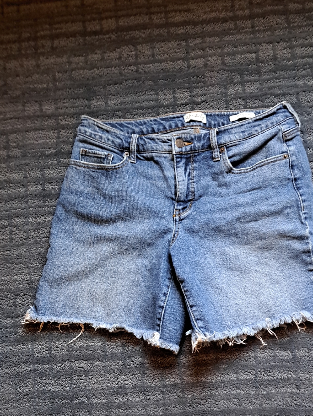 Wonderly Blue Denim Frayed-Hem Shorts